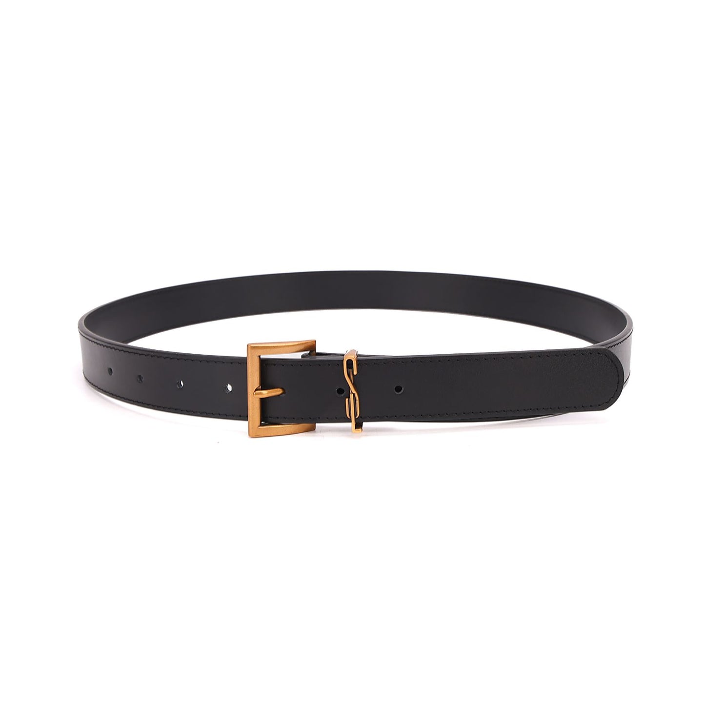 Cinto Santa Lolla Preto Couro Liso Fivela Dourada