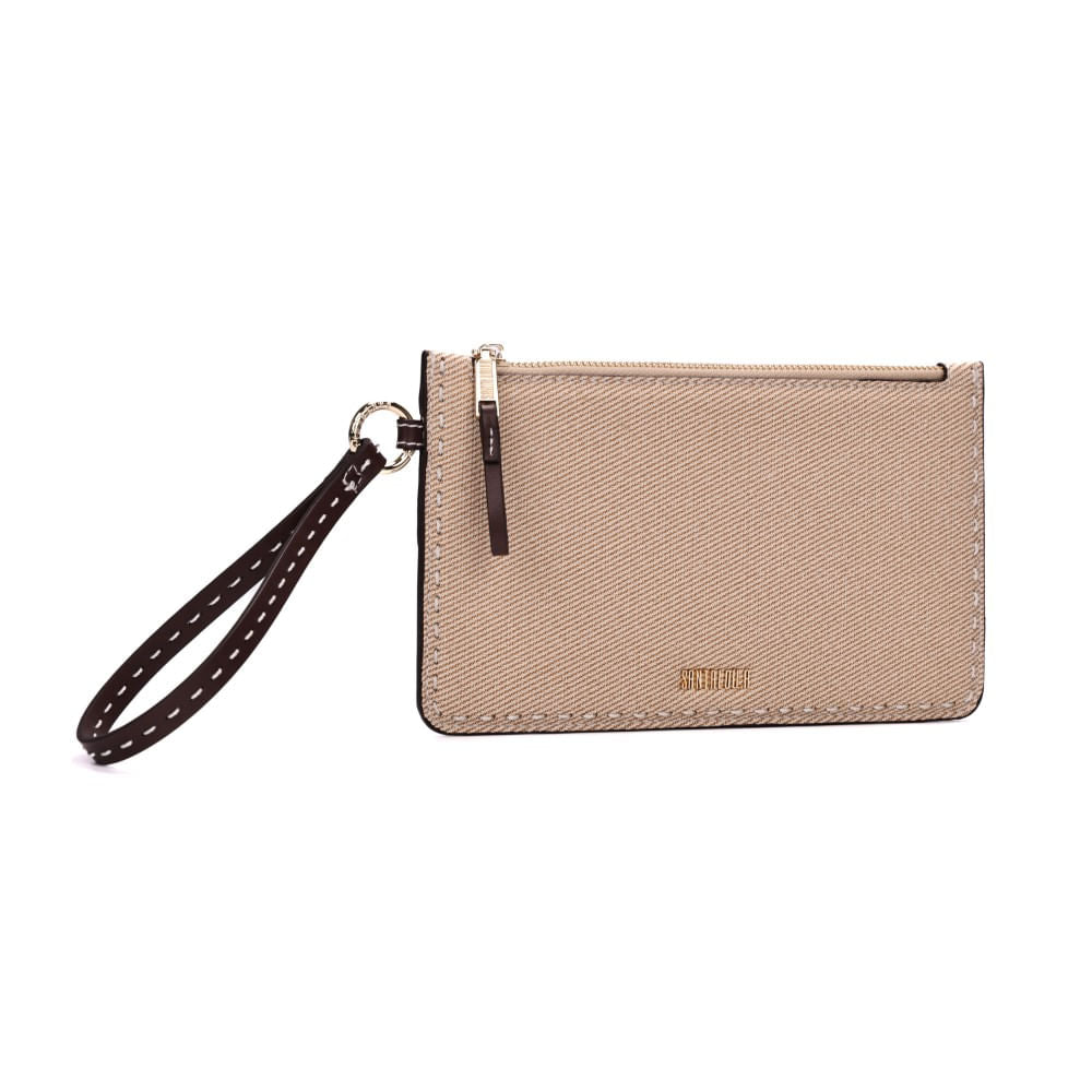 Clutch Santa Lolla Bege Canvas Alça De Mão