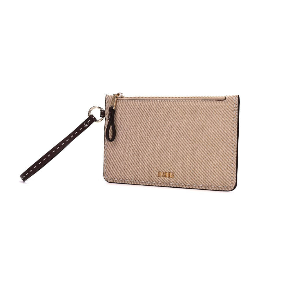 Clutch Santa Lolla Bege Canvas Alça De Mão