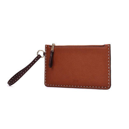 Clutch Santa Lolla Marrom Pesponto Alça De Mão