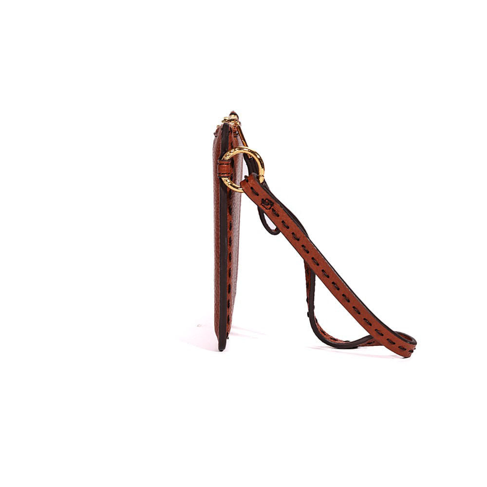 Clutch Santa Lolla Marrom Pespontos Alça De Mão