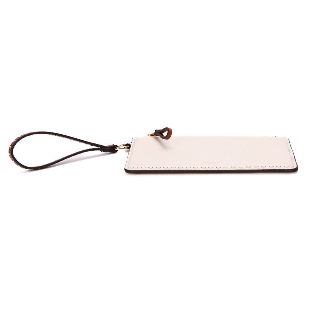 Clutch Santa Lolla Off White Pespontos Alça De Mão