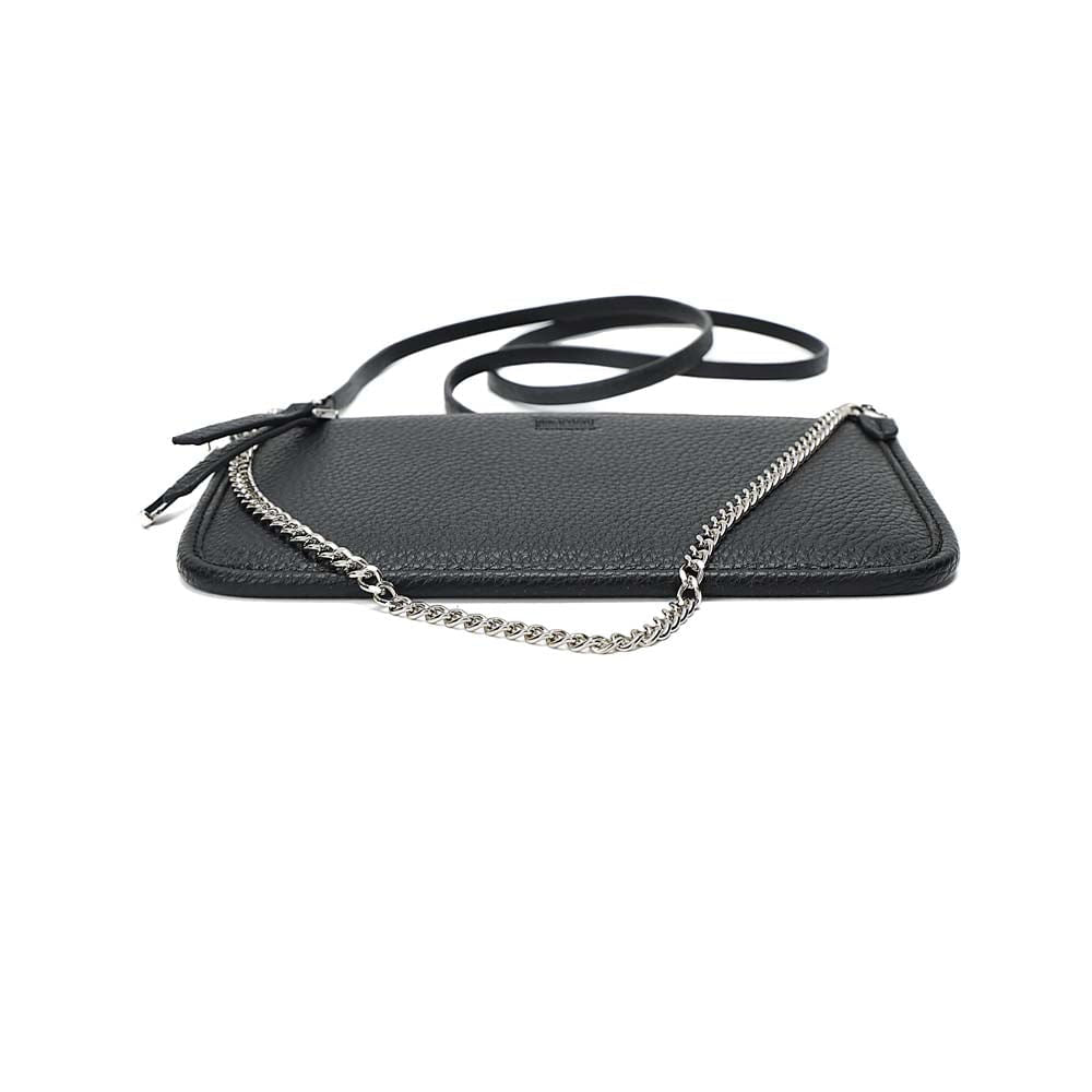 Clutch Santa Lolla Preta Corrente Prata Alça Longa