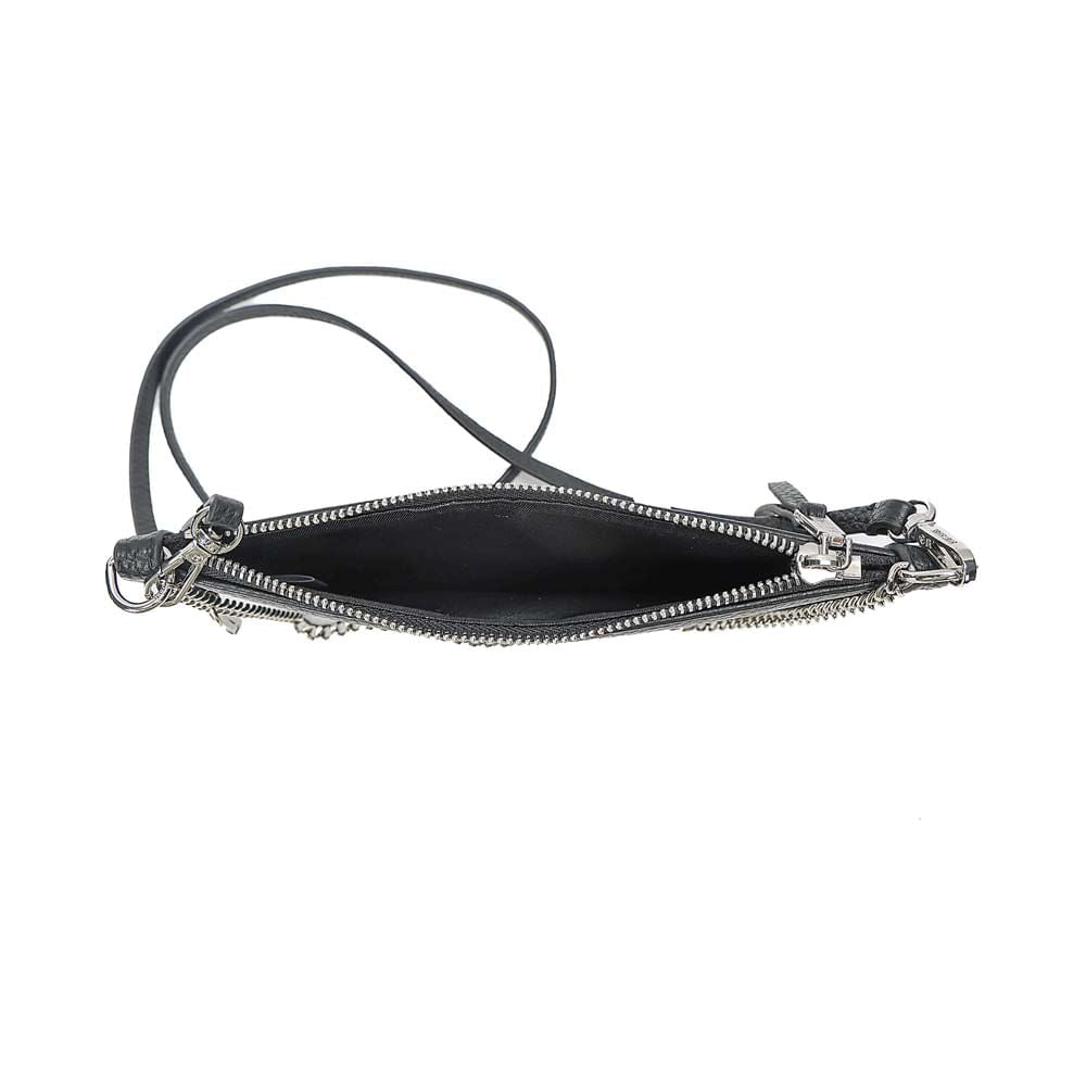 Clutch Santa Lolla Preta Corrente Prata Alça Tiracolo