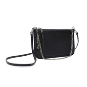 Clutch Santa Lolla Preta Corrente Prata Alça Tiracolo
