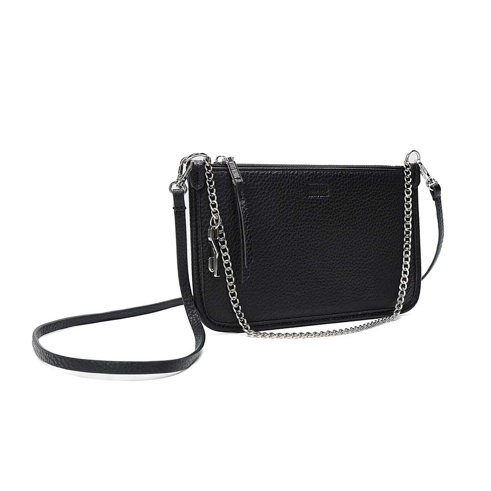 Clutch Santa Lolla Preta Corrente Prata Alça Tiracolo