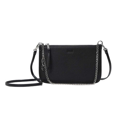 Clutch Santa Lolla Preta Corrente Prata Alça Tiracolo