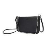 Clutch Santa Lolla Preta Corrente Prata Alça Tiracolo