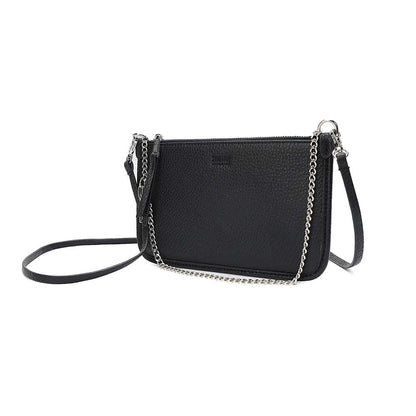 Clutch Santa Lolla Preta Corrente Prata Alça Tiracolo