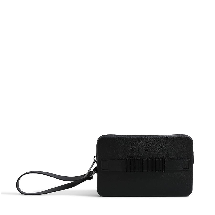 Clutch Santa Lolla Preta Emborrachada Alça De Mão