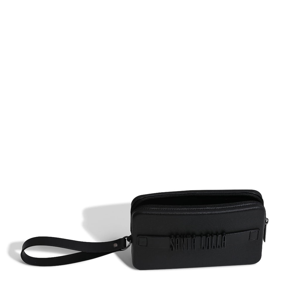 Clutch Santa Lolla Preta Emborrachada Alça De Mão