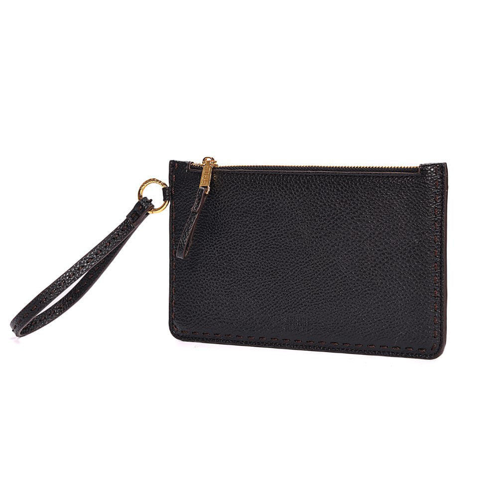 Clutch Santa Lolla Preta Pespontos Alça De Mão