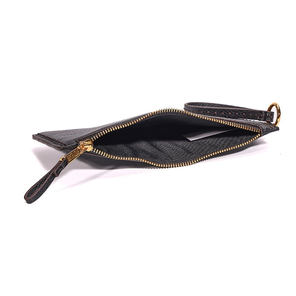 Clutch Santa Lolla Preta Pespontos Alça De Mão