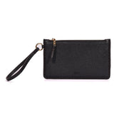 Clutch Santa Lolla Preta Pespontos Alça de Mão