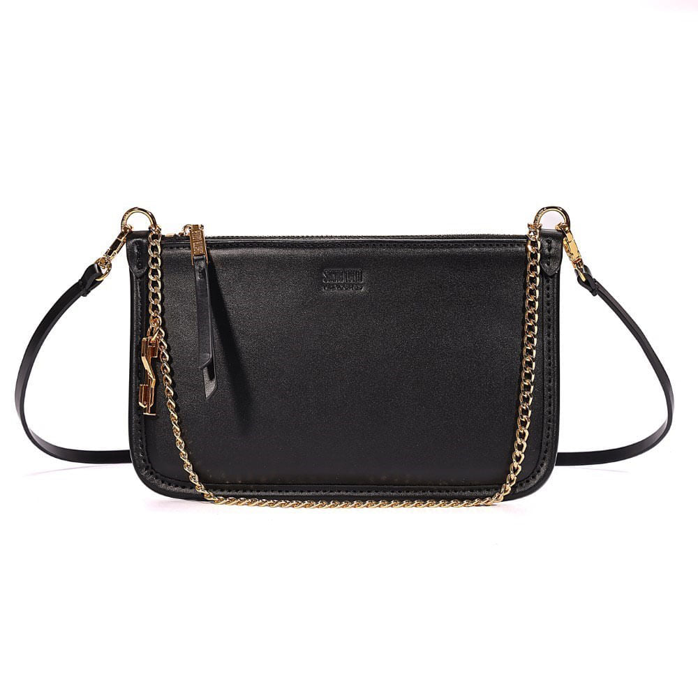 Clutch Santa Lolla Preto Alça Corrente 