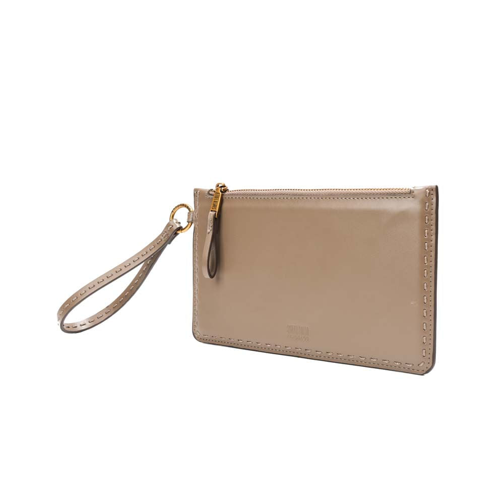 Clutch Santa Lolla Taupe Alça De Mão Zíper