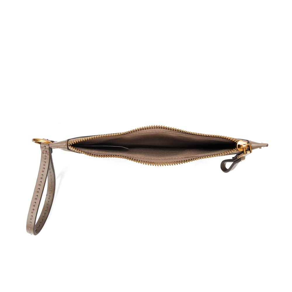 Clutch Santa Lolla Taupe Alça De Mão Zíper