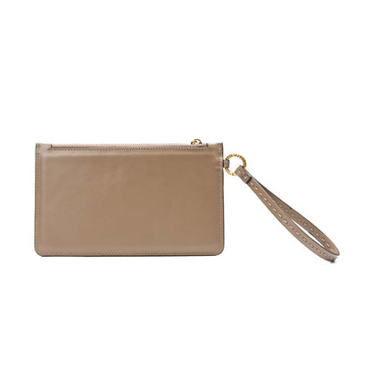 Clutch Santa Lolla Taupe Alça De Mão Zíper