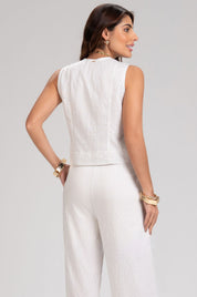 Colete Frysaide Off White Listrado Botões