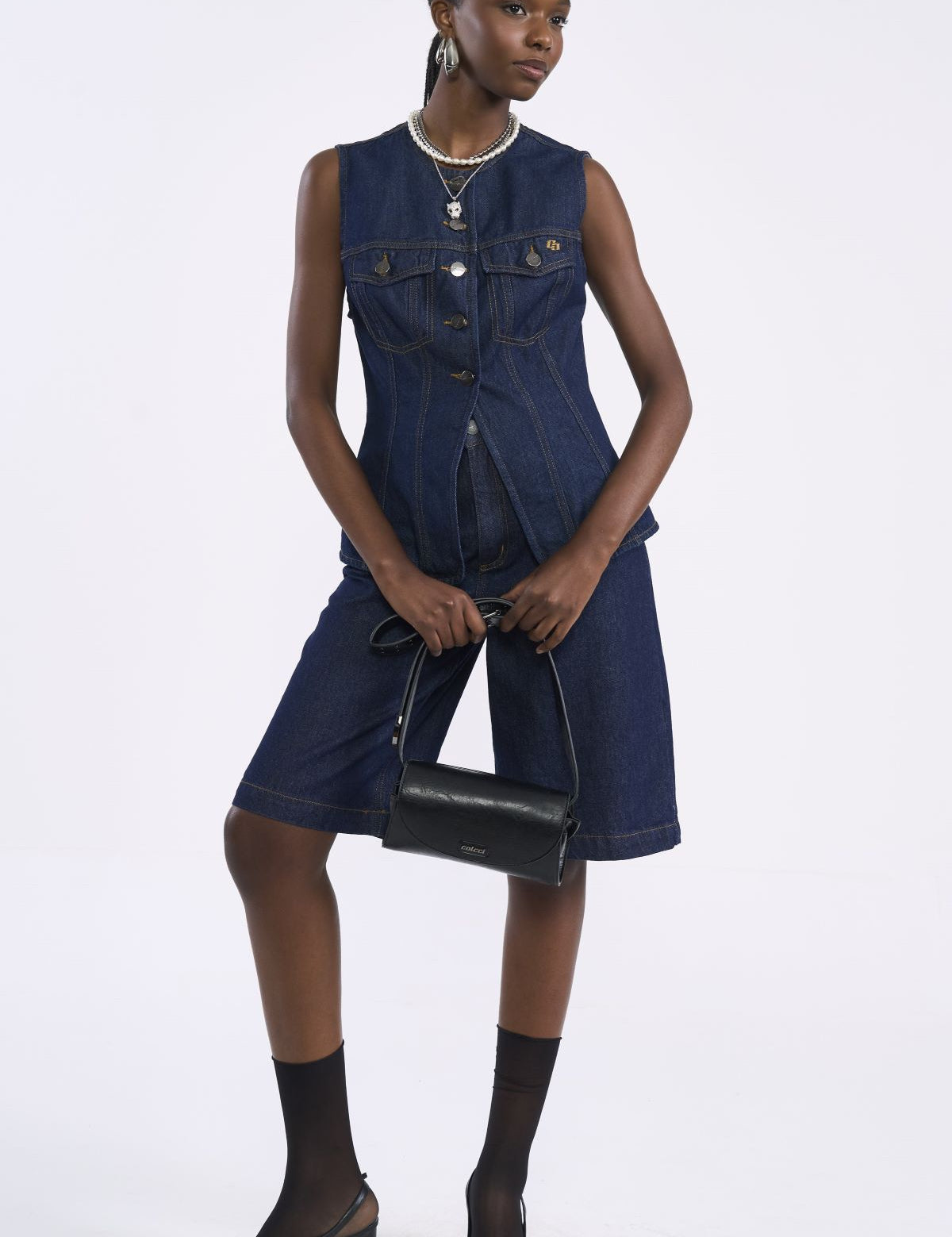 Colete Jeans Colcci Azul Indigo Botões Metálicos