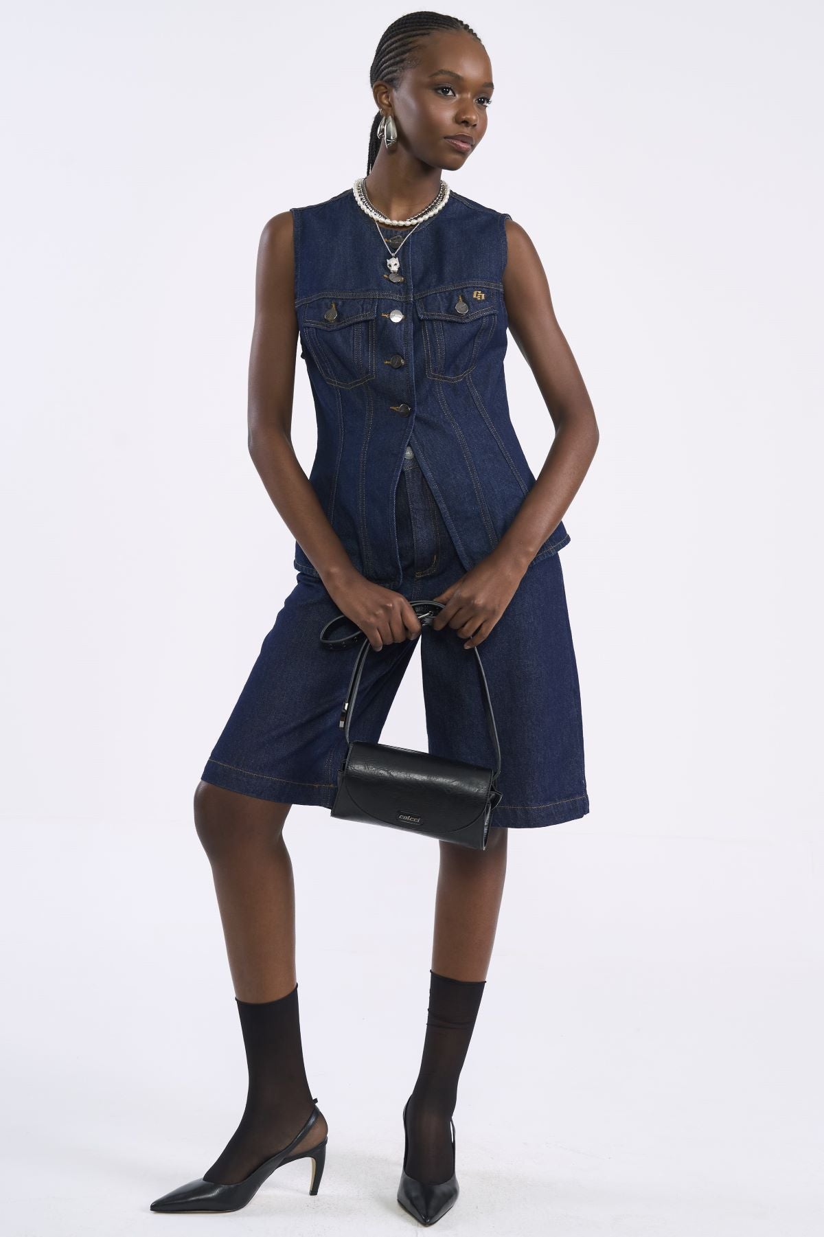 Colete Jeans Colcci Azul Indigo Botões Metálicos
