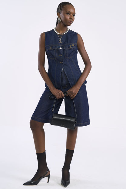 Colete Jeans Colcci Azul Indigo Botões Metálicos