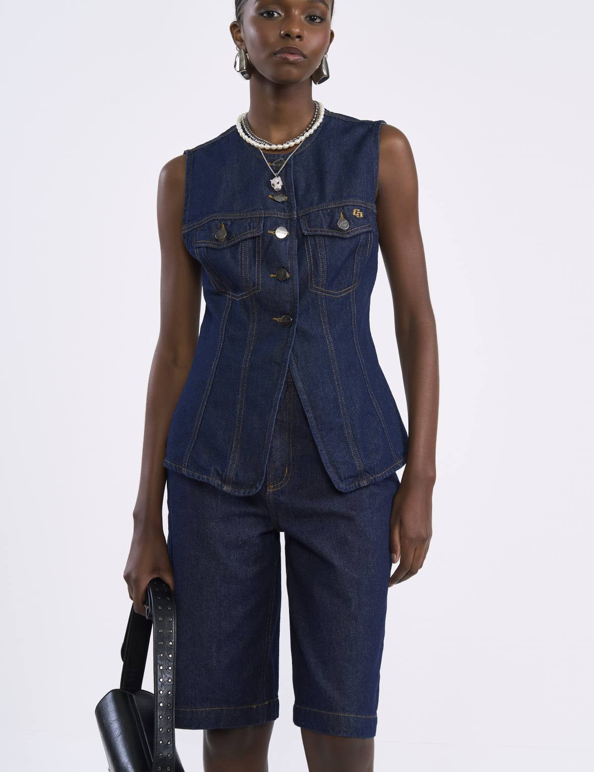 Colete Jeans Colcci Azul Indigo Botões Metálicos