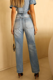 Cropped Jeans Com Bolso Grande Jeans Frysaide