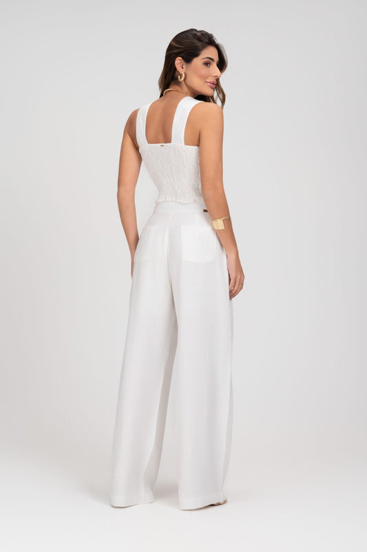 Cropped Alfaiataria Off White Alças Largas Frysaide