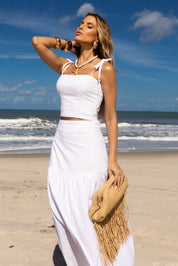 Cropped Branco Alças Amarradas Frysaide
