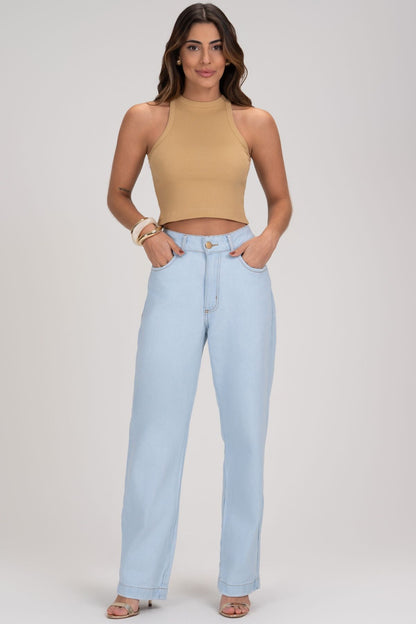 Cropped Canelado Bege Frysaide