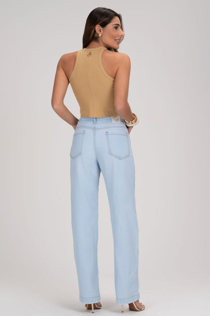 Cropped Canelado Bege Frysaide