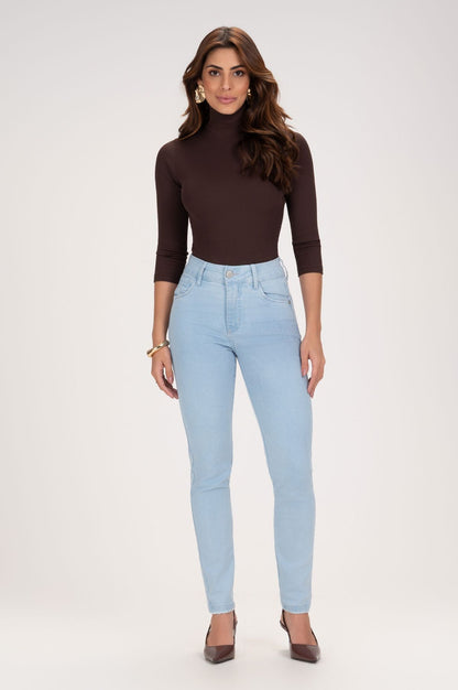 Cropped Canelado Frysaide Marrom Gola Média