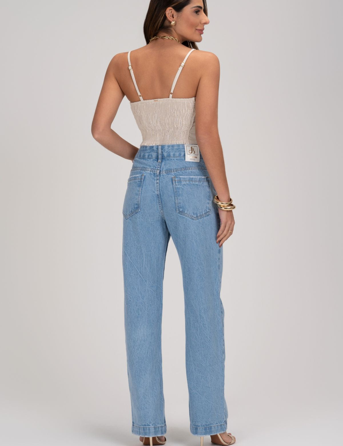 Cropped De Linho Natural Decote Frysaide