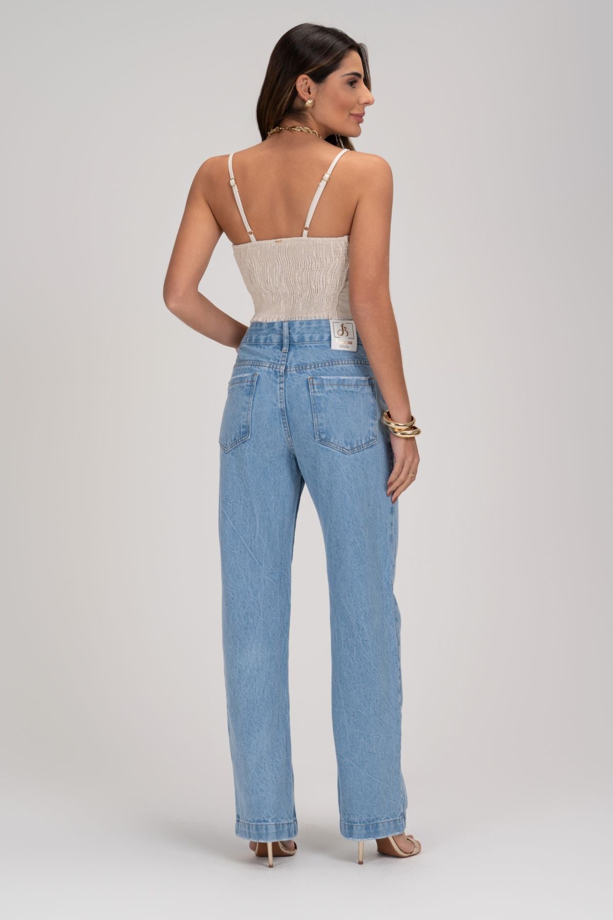 Cropped De Linho Natural Decote Frysaide