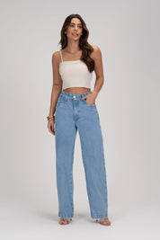 Cropped De Linho Natural Decote Frysaide