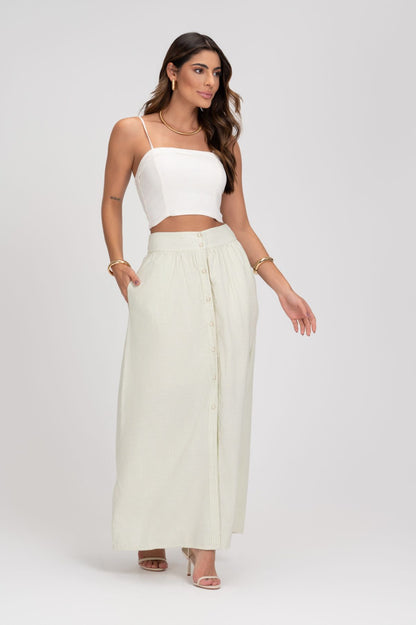 Cropped De Linho Off White Decote Frysaide