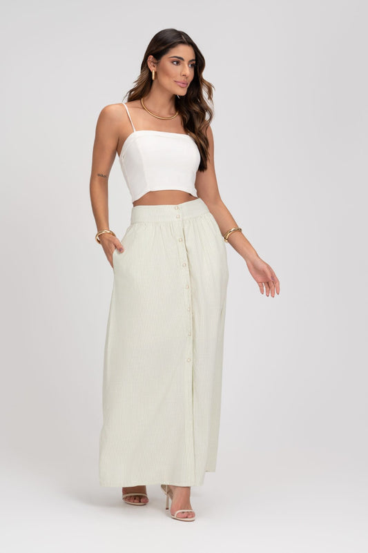 Cropped De Linho Off White Decote Frysaide