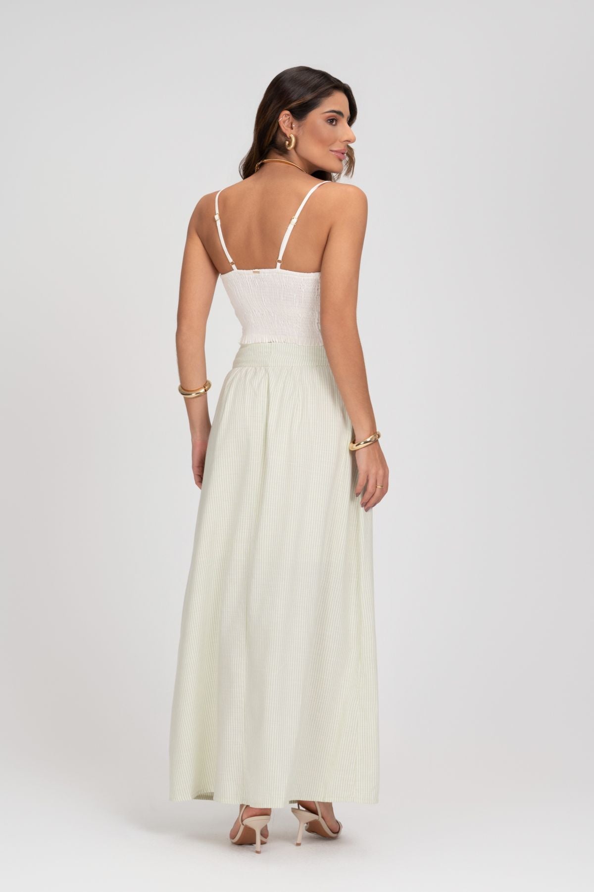 Cropped De Linho Off White Decote Frysaide