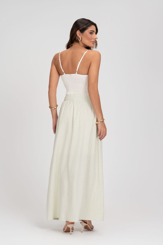 Cropped De Linho Off White Decote Frysaide