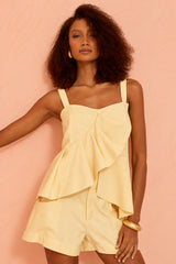 Cropped Flo Maria Amarelo Babado Peplum