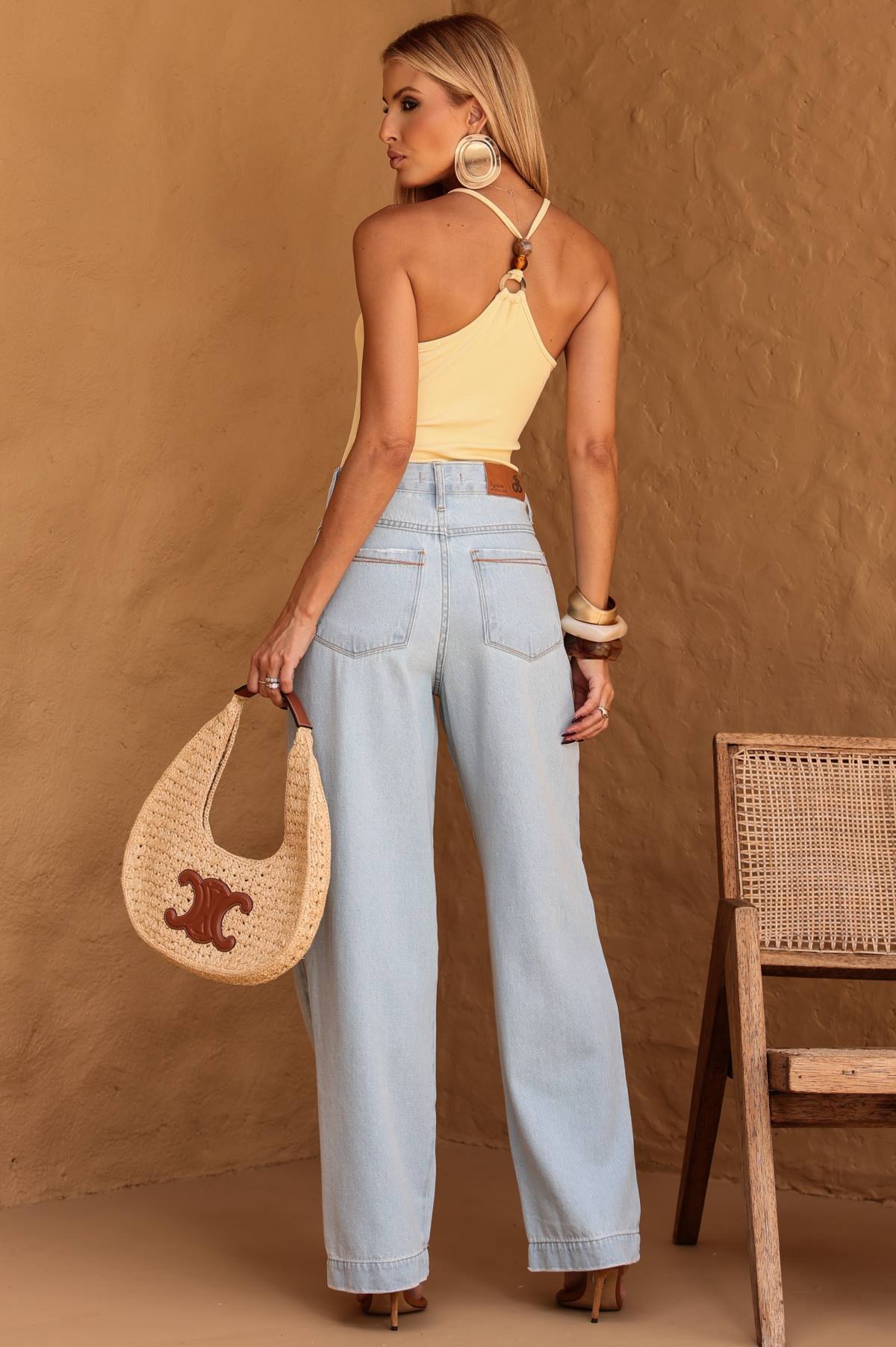 Cropped Frysaide Amarelo Canelado Frente Única