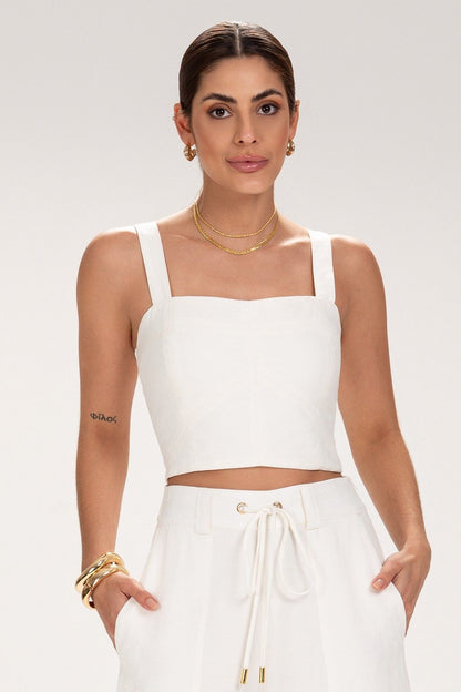 Cropped Frysaide Off White Alfaiataria Alças Largas