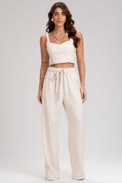 Cropped Frysaide Off White Linho Alças Largas