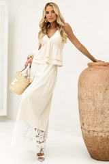Cropped Frysaide Off White Linho Babado Duplo