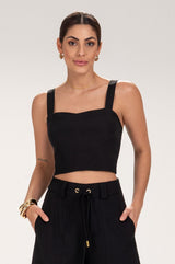 Cropped Frysaide Preto Alças Largas