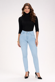 Cropped Frysaide Preto Canelado Gola Média