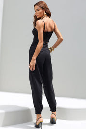 Cropped Frysaide Preto Em Linho Decote Franzido