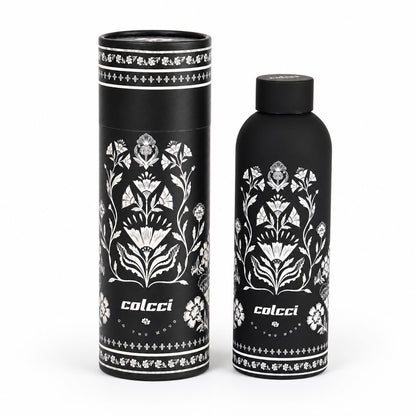 Garrafa Térmica Colcci Preta Estampa Floral 500Ml