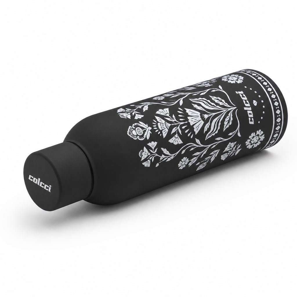 Garrafa Térmica Colcci Preta Estampa Floral 500Ml